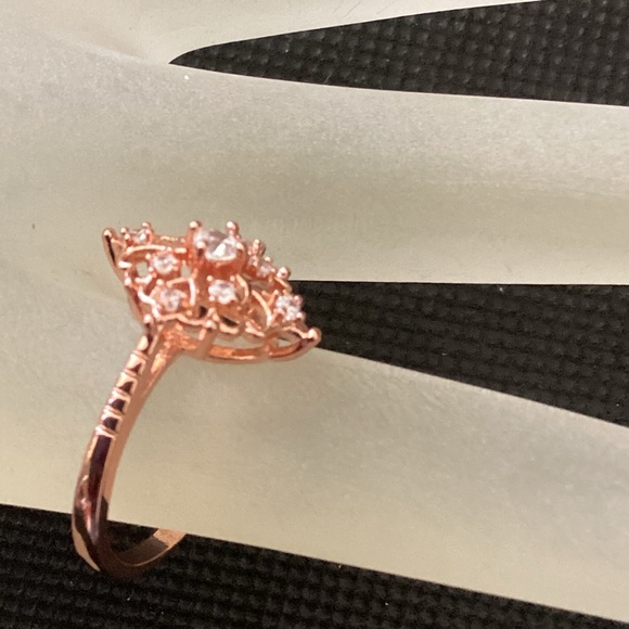 Antique Rose Gold CZ Ring 925 Sterling Silver - Picture 10 of 13